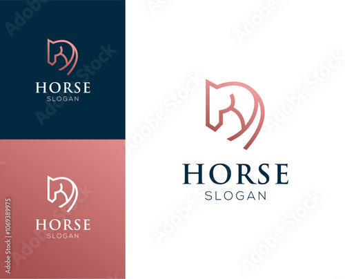 Abstract elegant horse logo. Horse with luxury line style logo vector design.