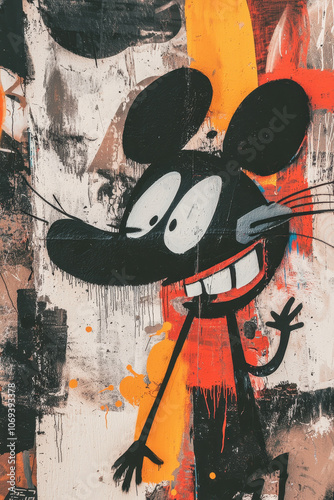 Vibrant Cartoon Graffiti: A Playful Urban Mural Full of Color and Character