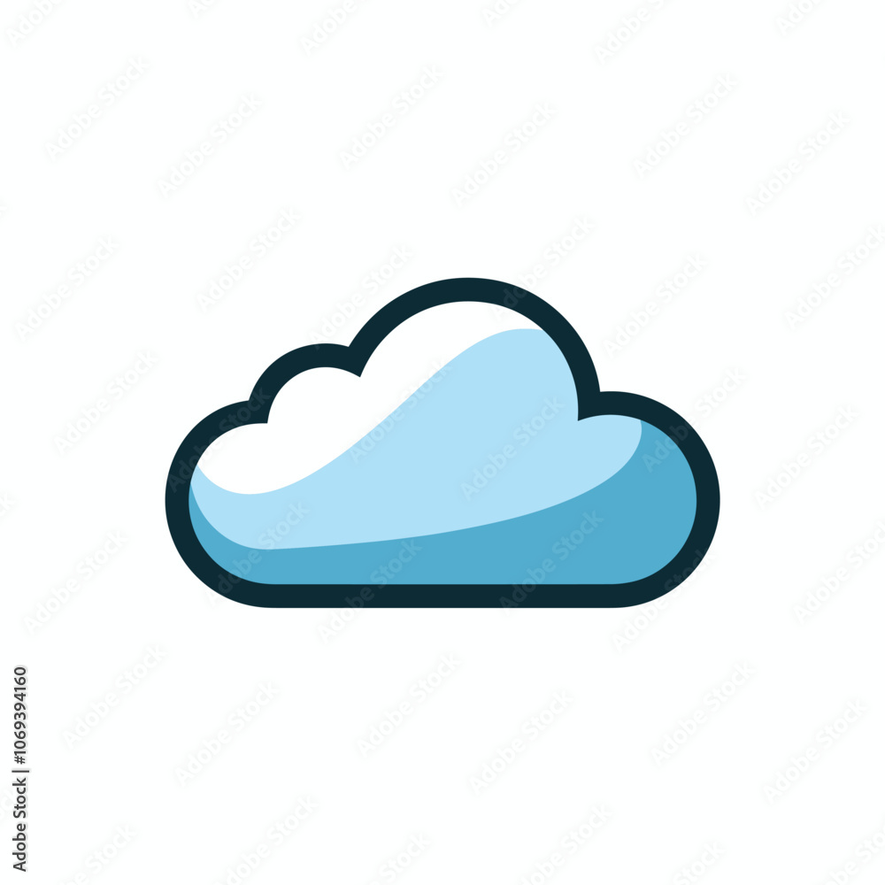 Simple vector illustration of a blue and white cloud design against a plain white background. Simple vector illustration of a blue and white cloud design against a plain white background.