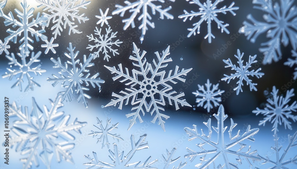 Frosty Window with Intricate Snowflake Patterns Frosty Window with Intricate Snowflake Patterns