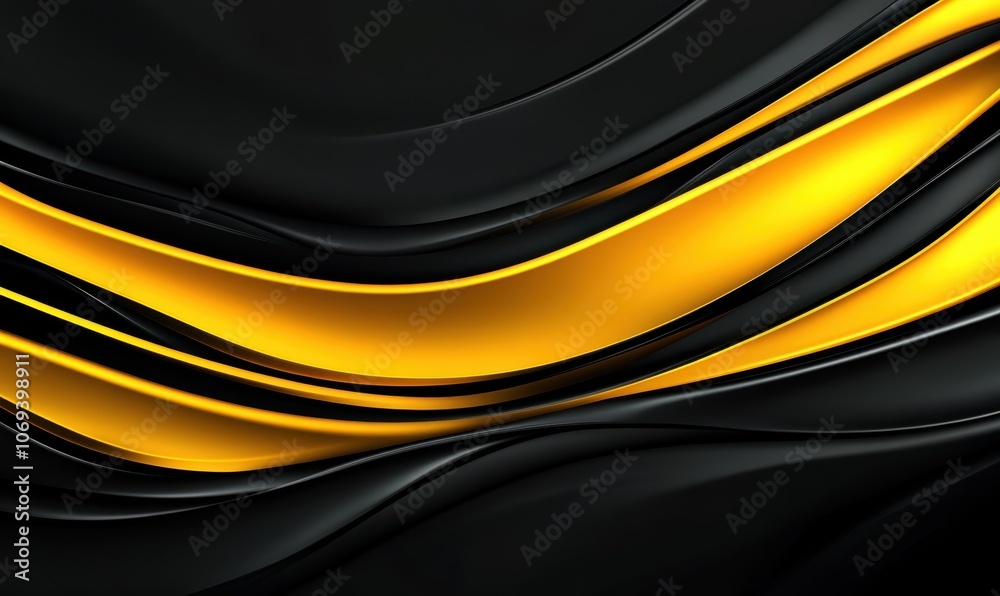 Fototapeta premium Yellow and Black Flowing Abstract 