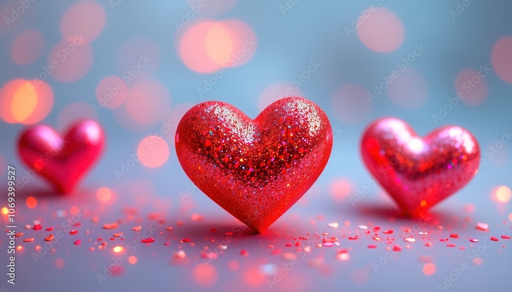 Glittery Heart Shapes with Metallic Shine Glittery Heart Shapes with Metallic Shine