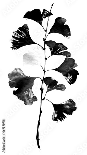 PNG GinkgoTree tree ginkgo black white. photo