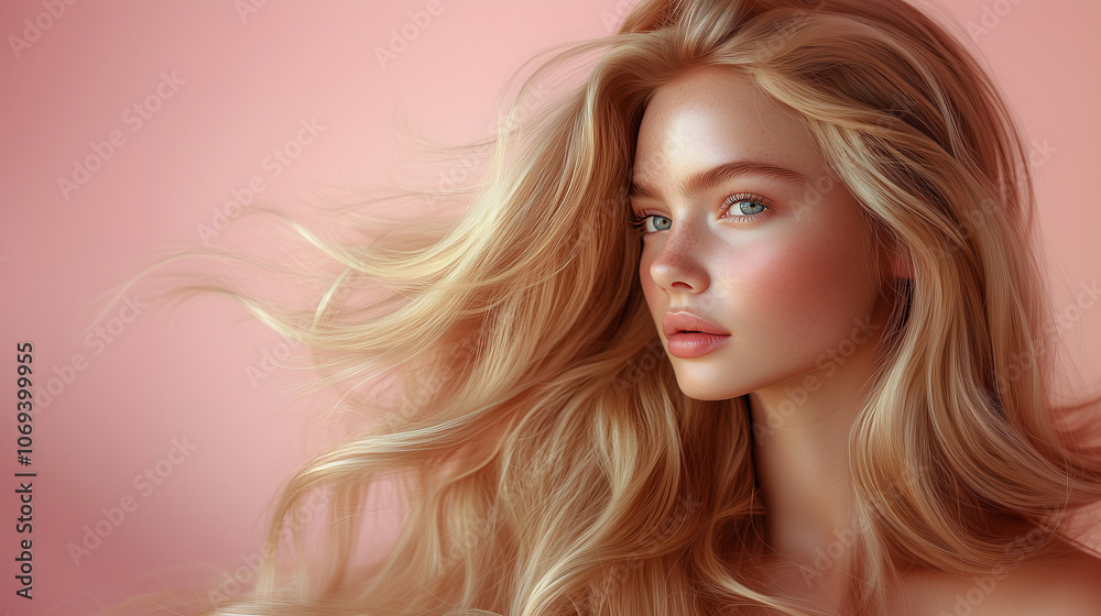beautiful blond hair model side profile with a voluminous long luxury hairstyle beautiful blond hair model side profile with a voluminous long luxury hairstyle