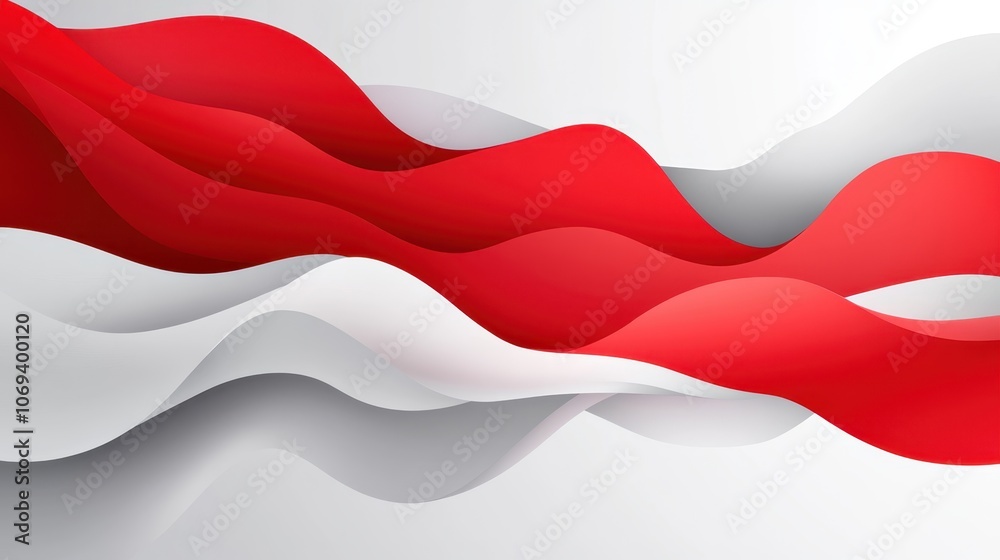 Naklejka premium Flowing Red and White Abstract Waves 