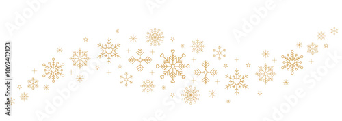 Sparkles stars, snowflakes border. Christmas banner. Xmas card with snowfall, star, sparkling and glitter texture. Luxury New year 2025 ornament. Vector