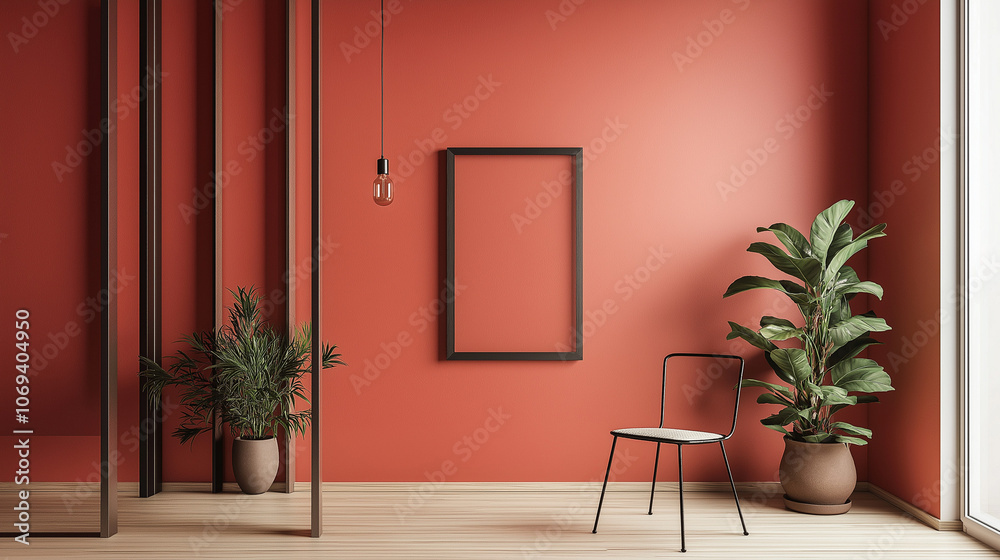 Minimalistic Hanging Photo Frame with Clean Design on a Solid Wall, Emphasizing Structure and Ready for Display, Creating a Refined, Modern Look with Balanced Lighting Minimalistic Hanging Photo Frame with Clean Design on a Solid Wall, Emphasizing Structure and Ready for Display, Creating a Refined, Modern Look with Balanced Lighting