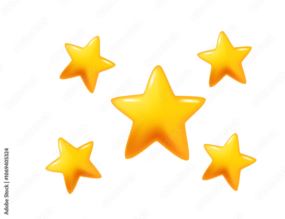 Group of five shining golden stars, perfect for ratings, achievements, or decorative celestial themes. Suitable for both digital and print projects. Vector illustration Group of five shining golden stars, perfect for ratings, achievements, or decorative celestial themes. Suitable for both digital and print projects. Vector illustration