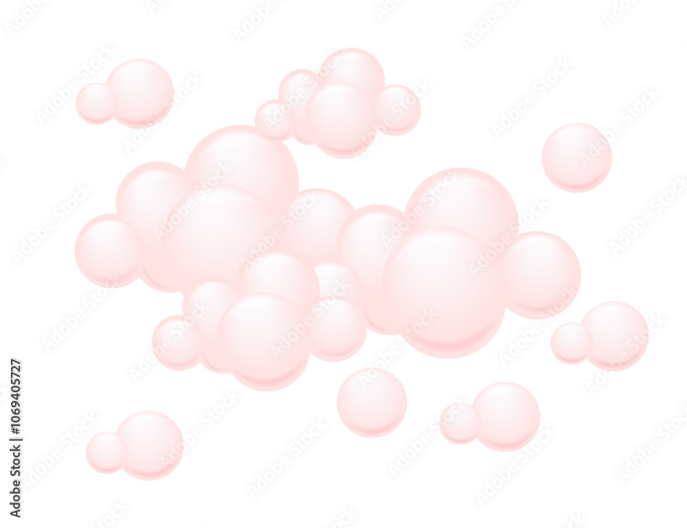 Soft pink fluffy clouds floating on a white background, giving a whimsical and airy feel. Perfect for weather themes, dream illustrations, or children decor. Vector illustration Soft pink fluffy clouds floating on a white background, giving a whimsical and airy feel. Perfect for weather themes, dream illustrations, or children decor. Vector illustration