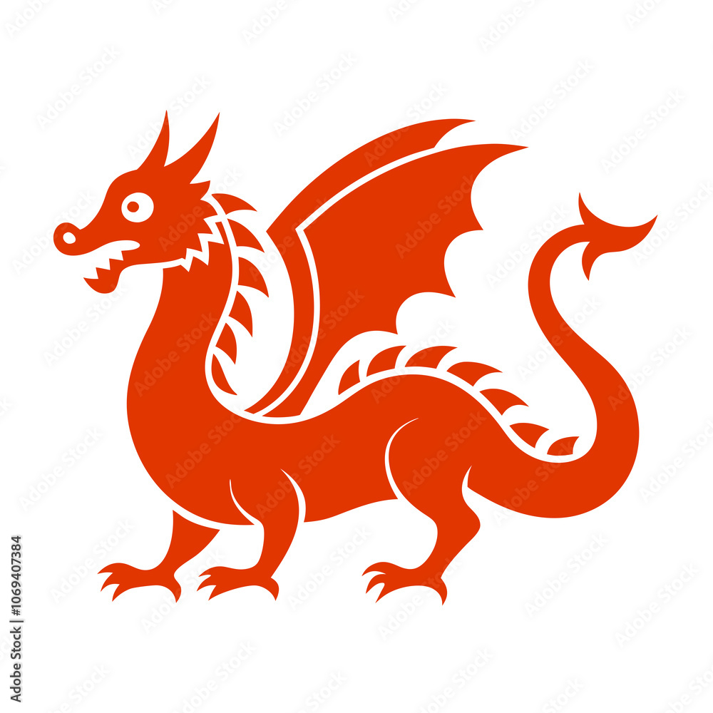Fierce red dragon icon on bright white background: dynamic vector design for fantasy and adventure themes Fierce red dragon icon on bright white background: dynamic vector design for fantasy and adventure themes