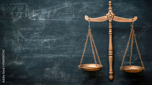 Wallpaper Mural Antique justice scales against chalkboard background symbolizing law and fairness Torontodigital.ca
