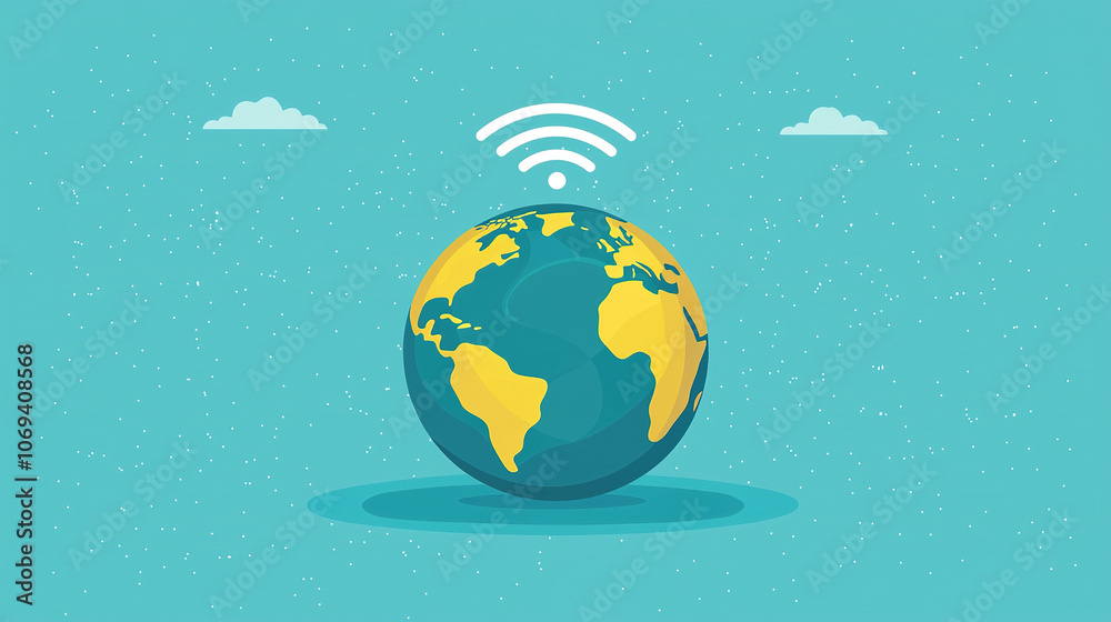 Global wifi network connecting world illustration concept Global wifi network connecting world illustration concept