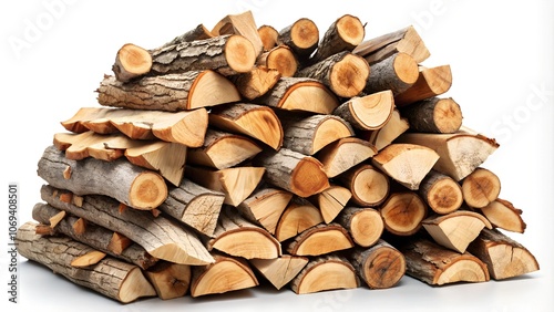 Wallpaper Mural Stack of chopped firewood logs on a white background. Torontodigital.ca