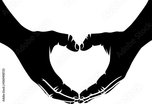 silhouette of hands making a heart shape