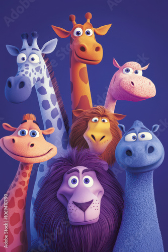 Wallpaper Mural Vibrant Cartoon Safari Animals Illustration for Children's Books Torontodigital.ca