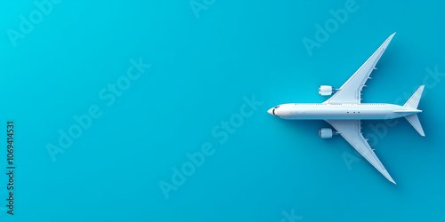 Wallpaper Mural commercial airplane flying in clear blue sky, showcasing its sleek design and modern features. vibrant background enhances aircraft elegance and presence Torontodigital.ca