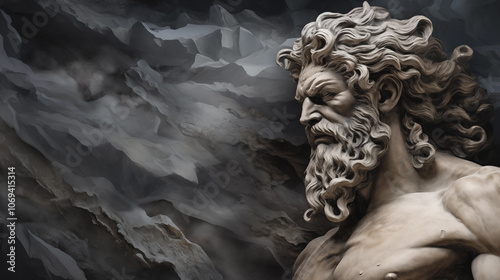 Odysseus Sculpture with Dramatic Stone Background