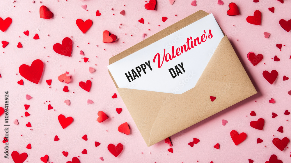 Happy Valentine's Day ON A BLANK LETTER WITH HEARTS BACKGROUND Happy Valentine's Day ON A BLANK LETTER WITH HEARTS BACKGROUND