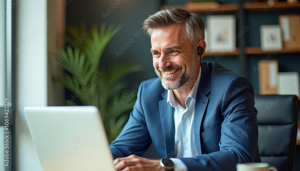 Smiling Businessman in Modern Office Smiling Businessman in Modern Office