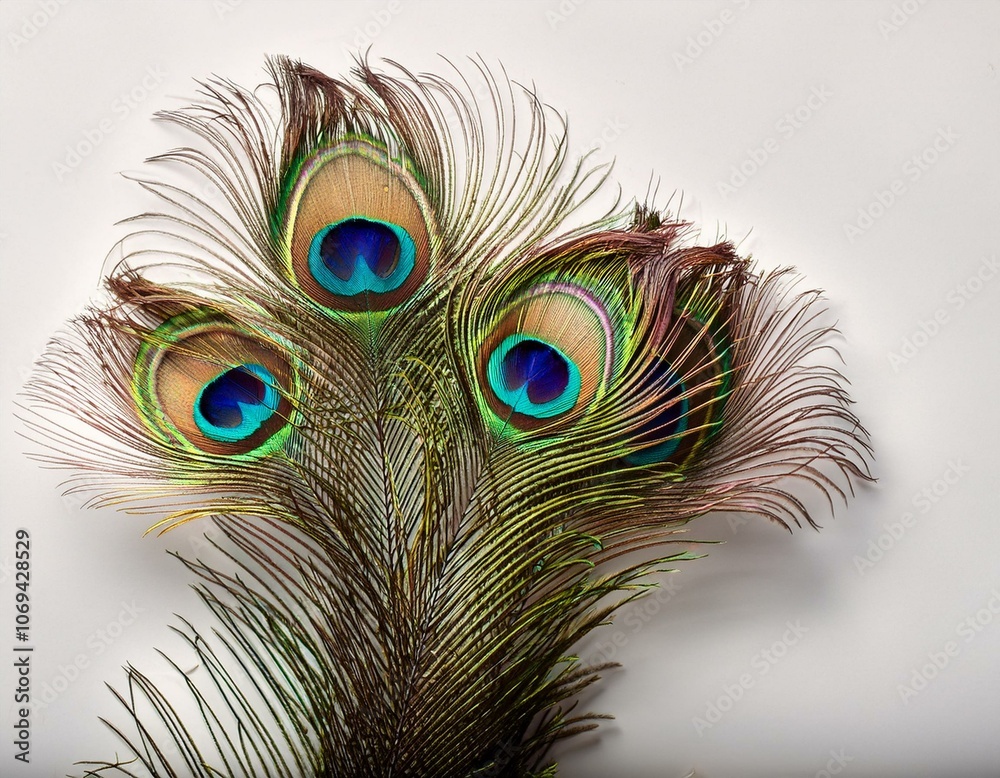 Obraz premium peacock feathers on a white backdrop