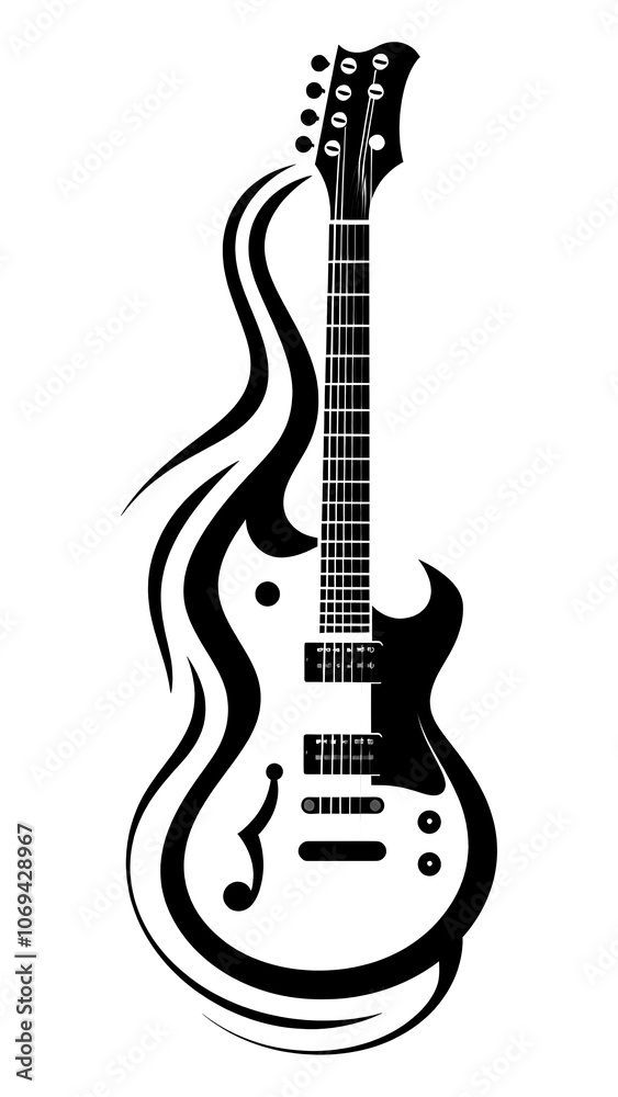 Obraz premium PNG Minimal electric guitar white white background creativity.