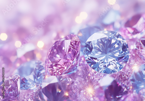 Beautiful diamond background with bokeh lights. 