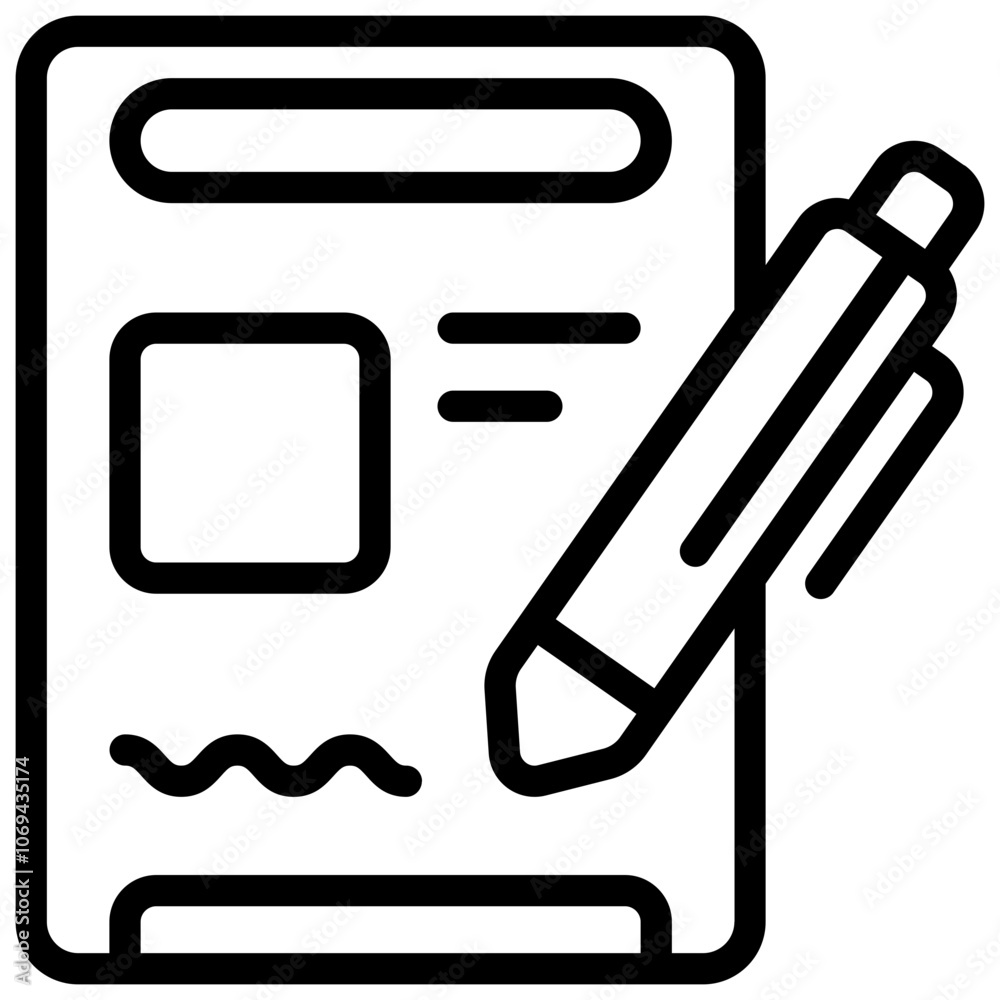 Sign Contract Icon. Pen signing a contract with signature icon Sign Contract Icon. Pen signing a contract with signature icon