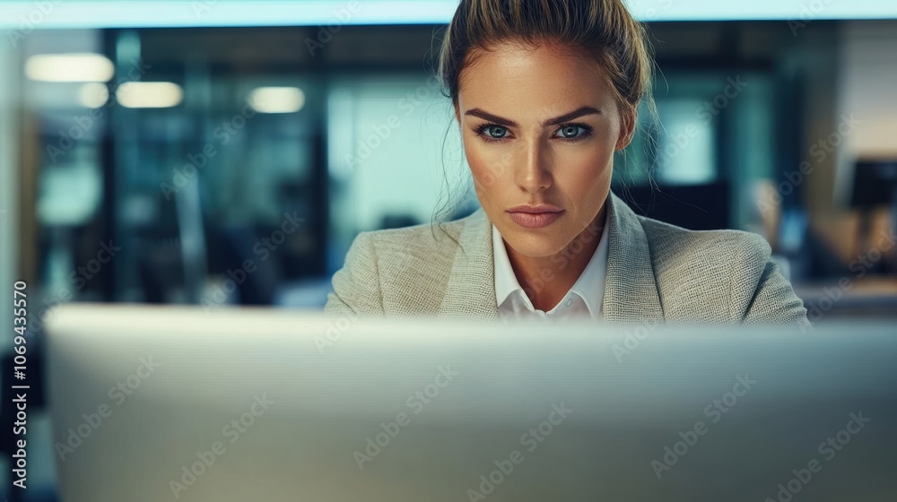 Confident Female Leader in Modern Workspace Confident Female Leader in Modern Workspace