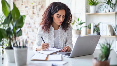 Young Female Entrepreneur in Home Office Setting