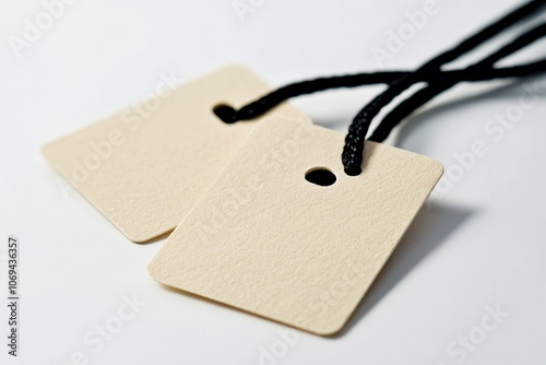 Blank Tags on Black String for Labeling Purposes photo