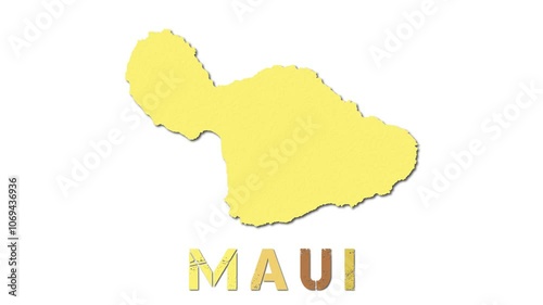 Maui map with paper regions. Animated island map growing from regions and title letters falling down. Beautiful 4k animation. photo