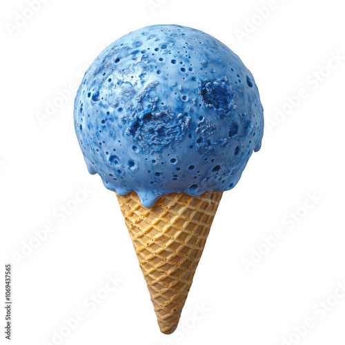 Sugar Cone with Blue Moon on transparent backgroung, png file, no background