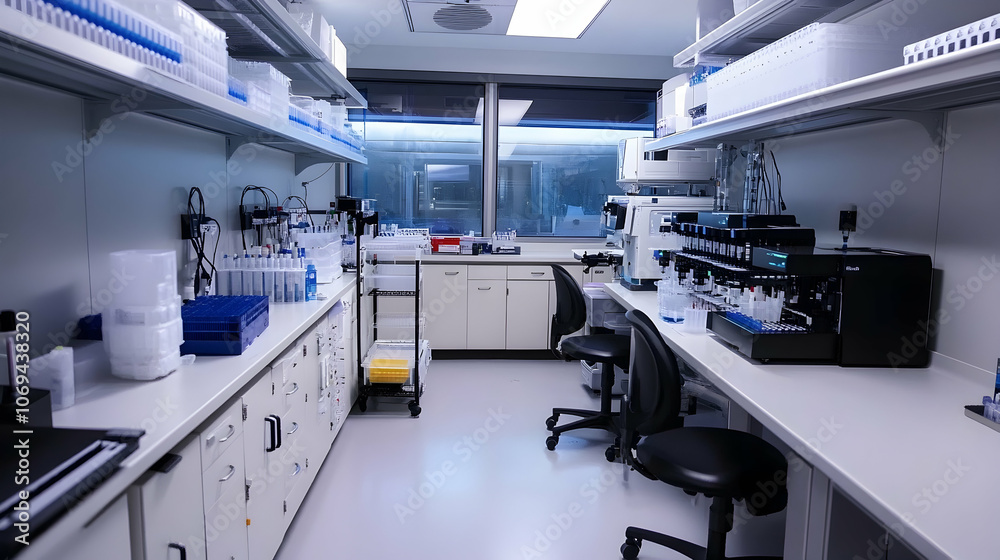 High-tech medical research facility utilizing CRISPR technology for genetic modifications   -