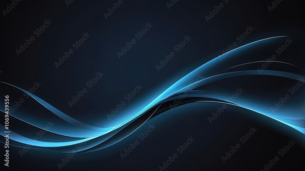 Obraz premium Abstract blue wave design on a dark background for digital use.