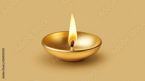 Elegant Gold Candle Flame on Soft Background