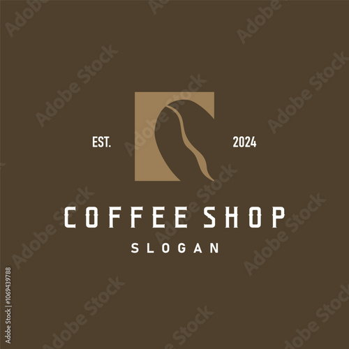 vintage retro design logo coffee bean drink simple concept illustration template