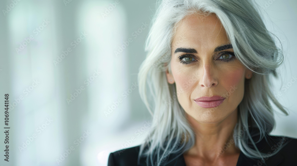 Confident businesswoman in a sleek office, exuding professionalism and success as she engages with the camera. Confident businesswoman in a sleek office, exuding professionalism and success as she engages with the camera.