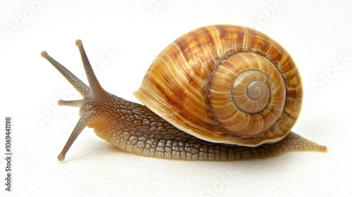Close-up of a Snail on a Light Background