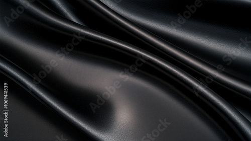 Holiday luxurious black fabric background with premium wave cloth for a Christmas or Black Friday background, with a dynamic and flowing feel