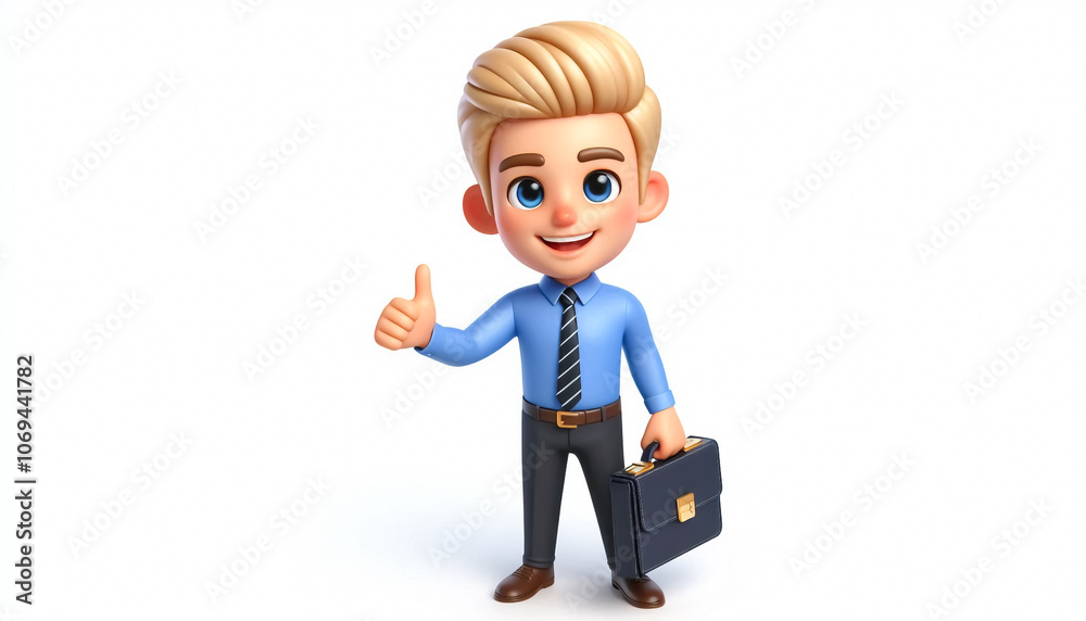 3D funny cartoon of smiling and cheerful businessman 3D funny cartoon of smiling and cheerful businessman