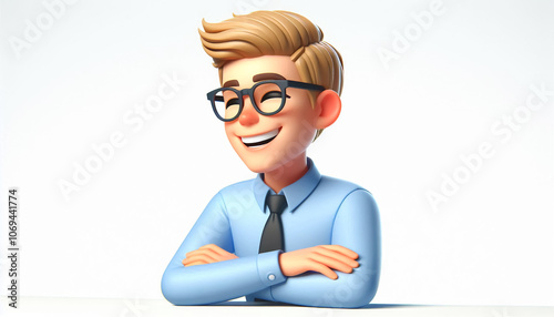 Wallpaper Mural 3D funny cartoon of smiling and cheerful businessman Torontodigital.ca