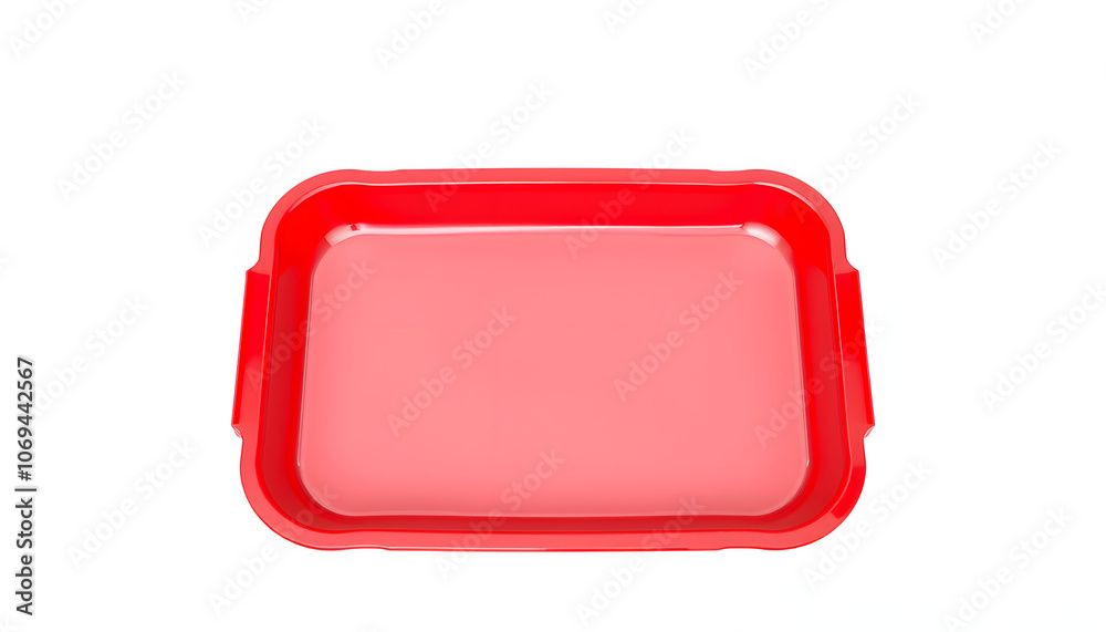 Red plastic food tray with empty liner isolated with white highlights, png Red plastic food tray with empty liner isolated with white highlights, png