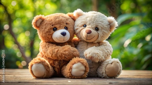 cute plush bears embracing with joy perfect for sentimental and cozy illustrations