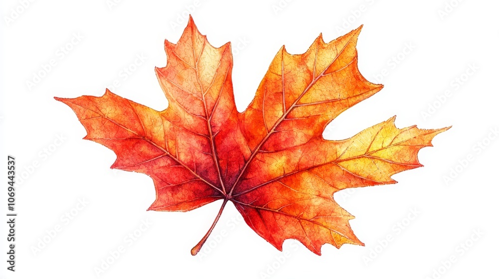 Autumn maple leaf clipart, red and orange hues, detailed close-up design isolated on white background, perfect for seasonal advertising Autumn maple leaf clipart, red and orange hues, detailed close-up design isolated on white background, perfect for seasonal advertising