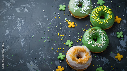 St. Patrick's Day themed donuts, food photography photo