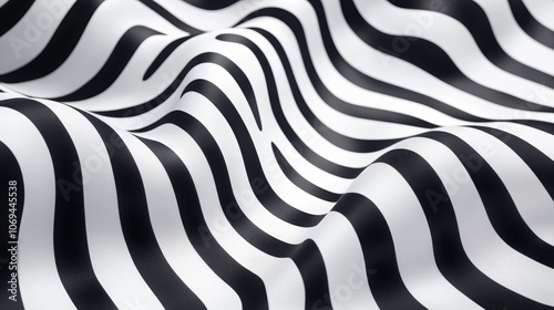 Thick black and white zebra stripes in a stylized pattern, forming a visually arresting, high-contrast abstract design. Bold zebra stripes, Monochromatic pattern