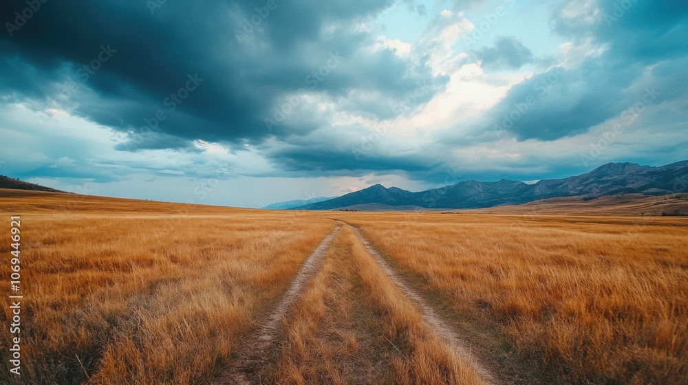 Expansive Dry Landscape Under Dramatic Clouds Expansive Dry Landscape Under Dramatic Clouds