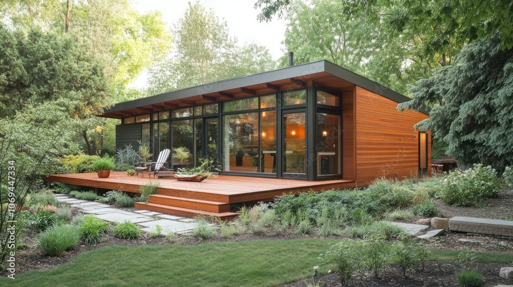 Modern Wooden House with Large Windows Modern Wooden House with Large Windows