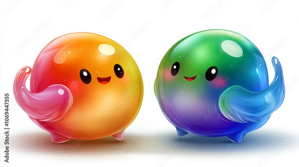 Cute Cartoon Liquid Characters Abstract Colorful Shapes Friends Digital Art Cute Cartoon Liquid Characters Abstract Colorful Shapes Friends Digital Art