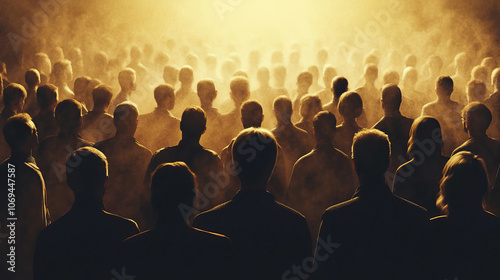 A Crowd Silhouette set against dramatic lighting creates an intense atmosphere and energy